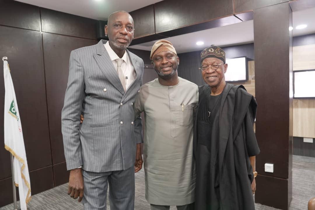 Prof. Ayo Omotayo, Dr. Olasupo Olusi and Alhaji Lai Mohammed at the Bank of Industry in Lagos